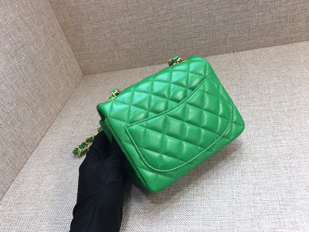 Mini Classic Flap Lambskin Bag A01115 Green/Gold